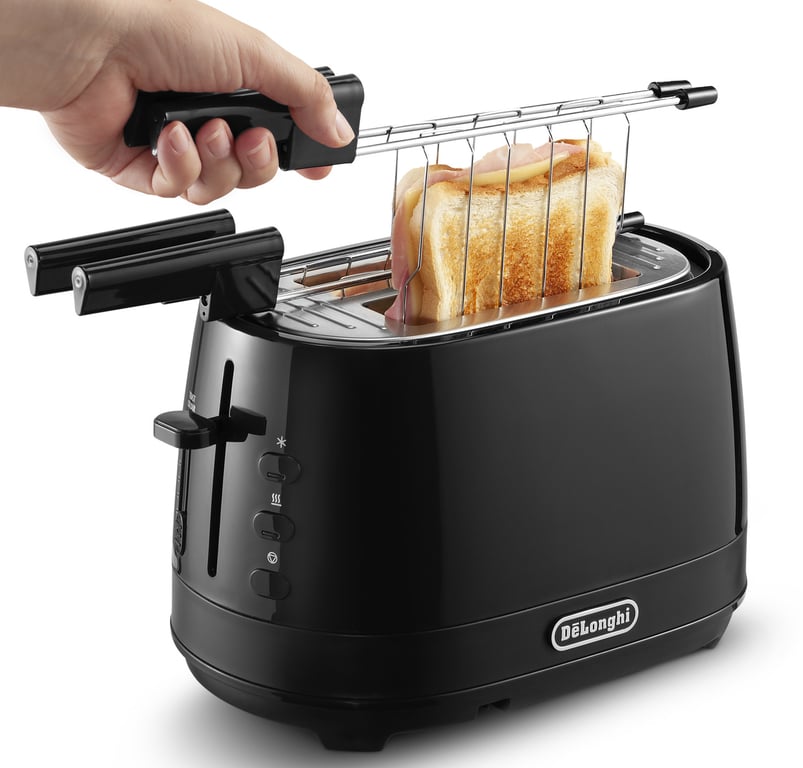 Grille-Pain DeLonghi CTLAP2203.BK – 2 Fentes, 550 W, Design Élégant - vue 3