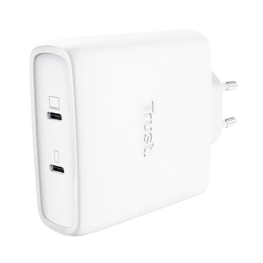 Cargador de Pared GaN Trust Maxo 100W- 2xUSB Tipo-C- Incluye Cable USB Tipo-C- 100W