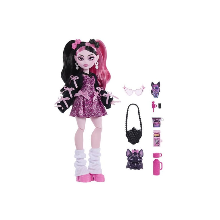 Poupée Monster High JHK29 – Robe à Nœud, Chauve-Souris et 7 Accessoires - vue 5