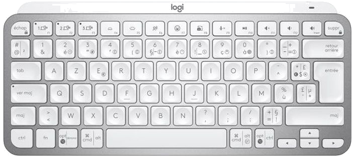 Clavier sans fil Logitech - MX Keys Mini - GRIS PALE - Compact, Bluetooth, rétroéclairé pour MAC, iO