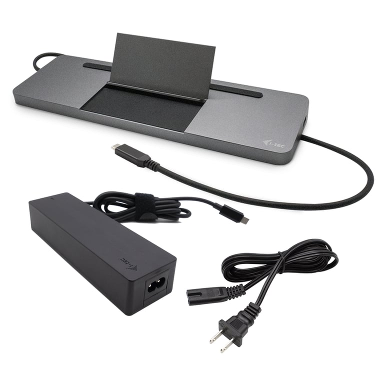 i tec Metal SB C Ergonomic 4K 3x Display Docking Station with Power Delivery + Universal Charger Neuf