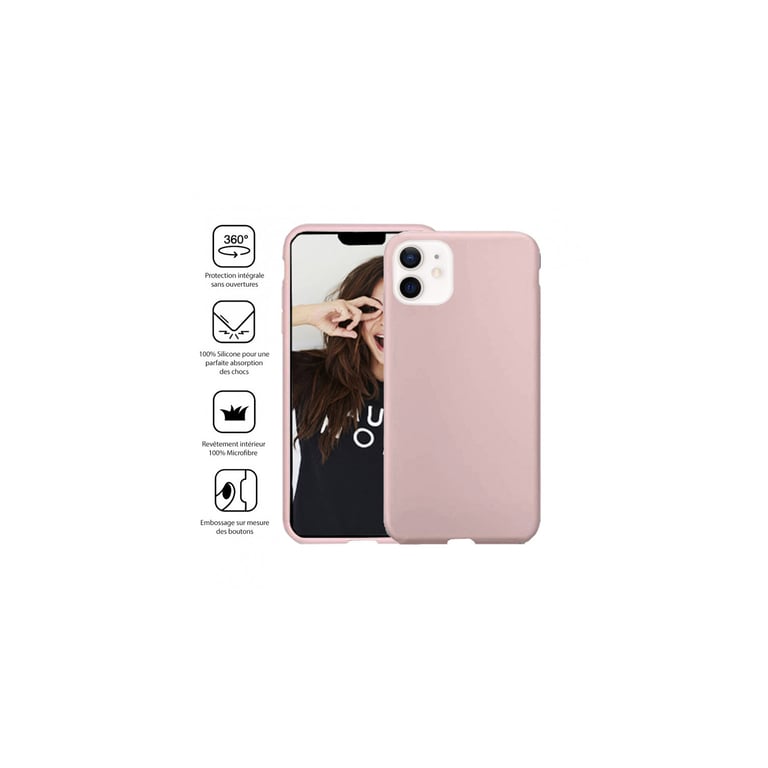 JAYM - Coque Silicone Premium Rose Sable pour Apple iPhone 14 Pro [Compatible Magsafe] 100% Silicone et Microfibre - Renforcée et Ultra Doux