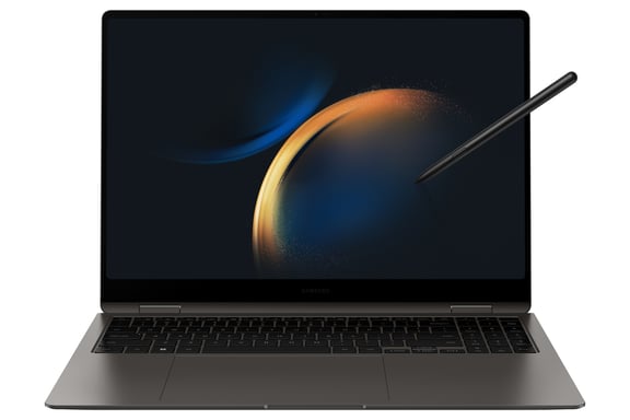 Samsung Galaxy Book3 Pro 360 Intel® Core™ i7 i7-1360P Hybride (2-en-1) 40,6 cm (16'') Écran tactile WQXGA+ 16 Go LPDDR5-SDRAM 512 Go SSD Wi-Fi 6E (802.11ax) Windows 11 Home Anthracite