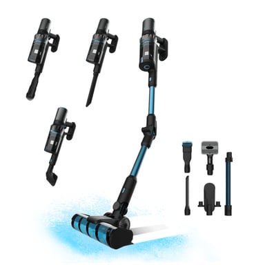 Cecotec Rockstar 3500 Storm Flex Animal Conga Aspiradora escoba 2 en 1 Batería Secar Sin bolsa 500 W Negro, Azul 2,5 Ah