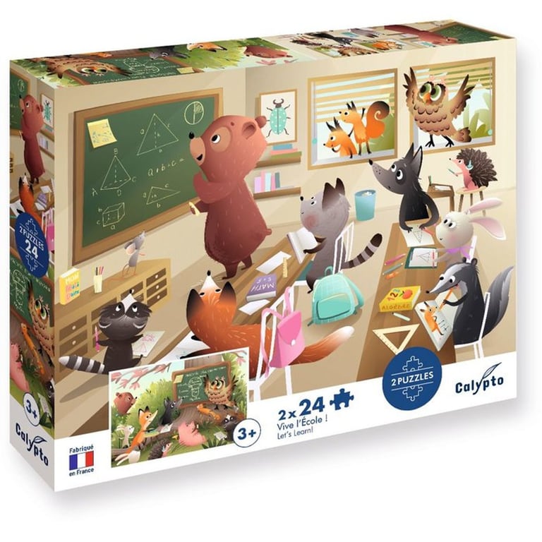 Sentosphere Puzzle Vive L Ecole 2x24 Pièces 33x23 Cm Multicolor Carton