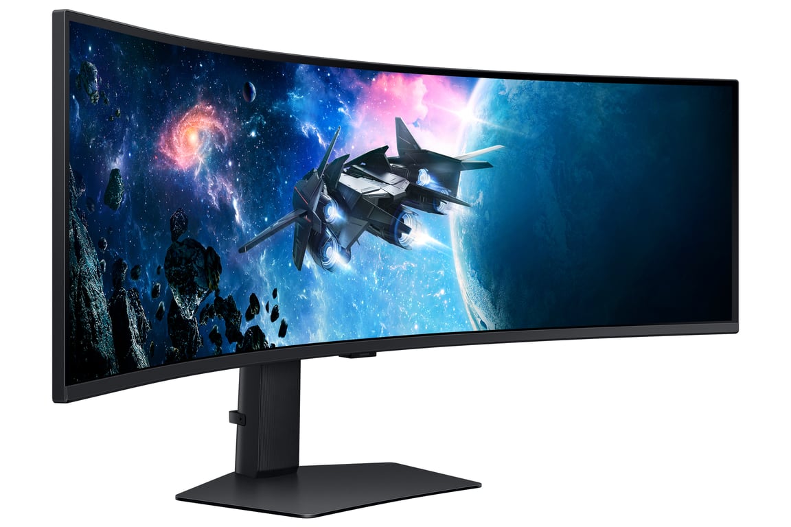 Samsung Ecran PC Odyssey G9 49’’ 240Hz 1ms Dalle VA Incurvée Résolution DWQHD : 5120 x 1440 2500:1 AMD FreeSync Premium Pro Auto Source Switch + Pied Ajustable DisplayPort LS49CG954EUXEN - vue 3