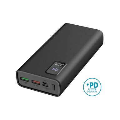 PLATINET Power Bank 20 000 mAh Polímero PD 3.0 QC 3.0 Pantalla LED Negro