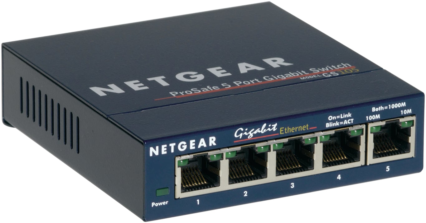 NETGEAR GS105 Non-géré Gigabit Ethernet (10/100/1000) Bleu - Neuf