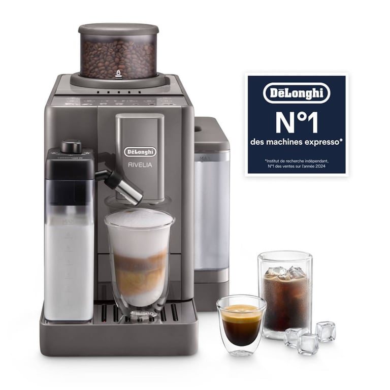 Machine à expresso automatique De'Longhi Rivelia Start FEB4255.BG 1450 W avec broyeur intégré 13 niveaux Lait LatteCrema Beige Sable - Neuf