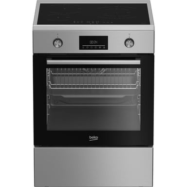 Cuisinière induction posable BEKO FBE69303MWC 4 foyers four chaleur brassée 72 L inox noir