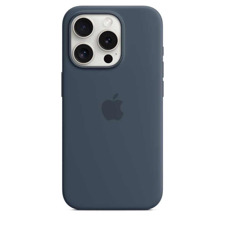 Apple Silicone Case with MagSafe Bleu Orage iPhone 15 Pro Gris - vue 3