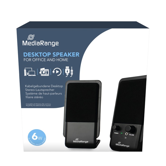 MediaRange MROS352 haut-parleur 1-voie Noir Avec fil 6 W - Neuf
