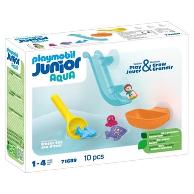 PLAYMOBIL Junior 71689 Toboggan aquatique et animaux marins, Jouet pour le bain, Des 18 mois - Neuf