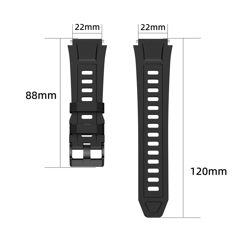 INF Bracelet de montre sport 22 mm Noir - vue 3