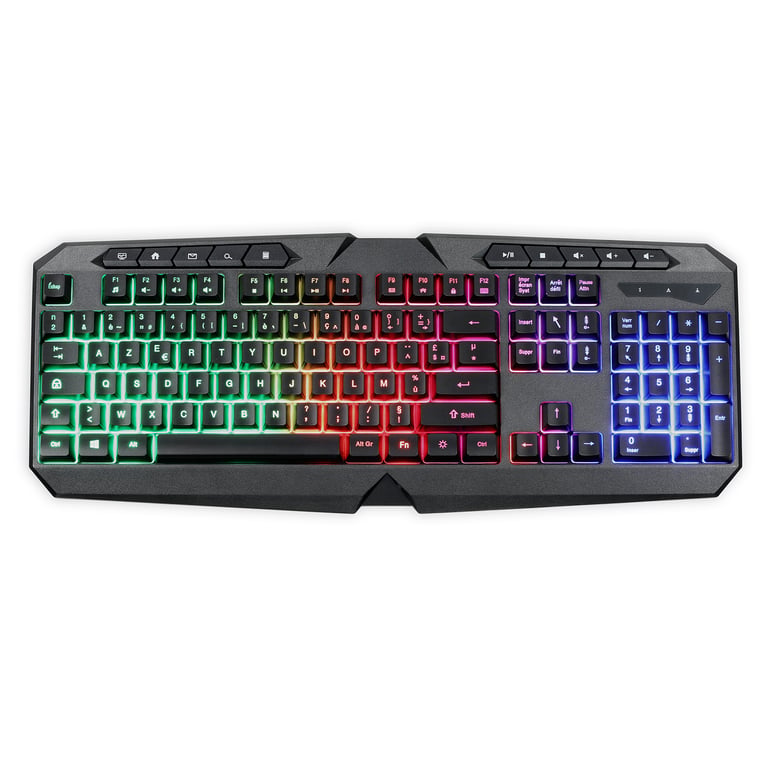 LIVOO TEA283 Clavier gamer filaire USB AZERTY Rétro éclairage LED RGB Touches multimedia Neuf