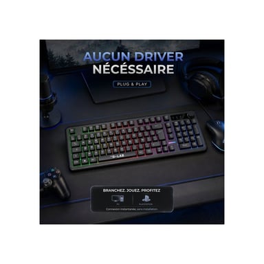 Clavier filaire THE G-LAB KEYZ CAESIUM EX 98% Membrane silencieuse anti-ghosting 26 touches noir rétroéclairage arc-en-ciel dynamique
