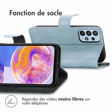 imoshion Étui de télephone portefeuille de luxe pour Samsung Galaxy A23 (5G) - Bleu clair