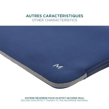 Housse en Néoprène pour Ordinateur Portable 12,5-14'', Pochette Protection PC/Notebook Etui Compatible avec MacBook Air/Pro 13.3'', Bleu Marine/Gris
