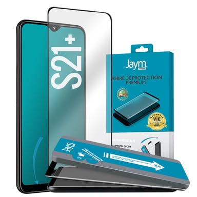 JAYM - Verre de Protection Premium pour Samsung Galaxy S21+ - Incurvé 3D avec Contour Noir - Garanti à Vie Renforcé 9H Ultra Résistant Compatible Fonction Sonic Sensor Applicateur sur Mesure Inclus