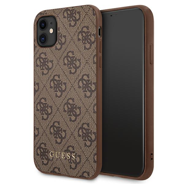 Guess 4G Metal Gold Logo - Coque pour iPhone 11 (marron) - 3700740493915