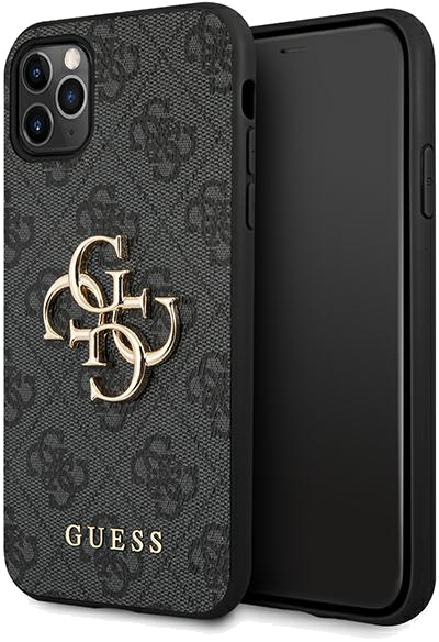 Guess Étui pour iPhone 11 Pro Gris 4G Grand Logo Métallique