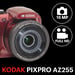 KODAK Pixpro Astro Zoom AZ255 + scheda di memoria SD da 32 GB - Fotocamera digitale bridge da 16 MP, zoom 25X, video HD 1080p, grandangolo 24 mm, LCD 3'', batteria AA - Rosso