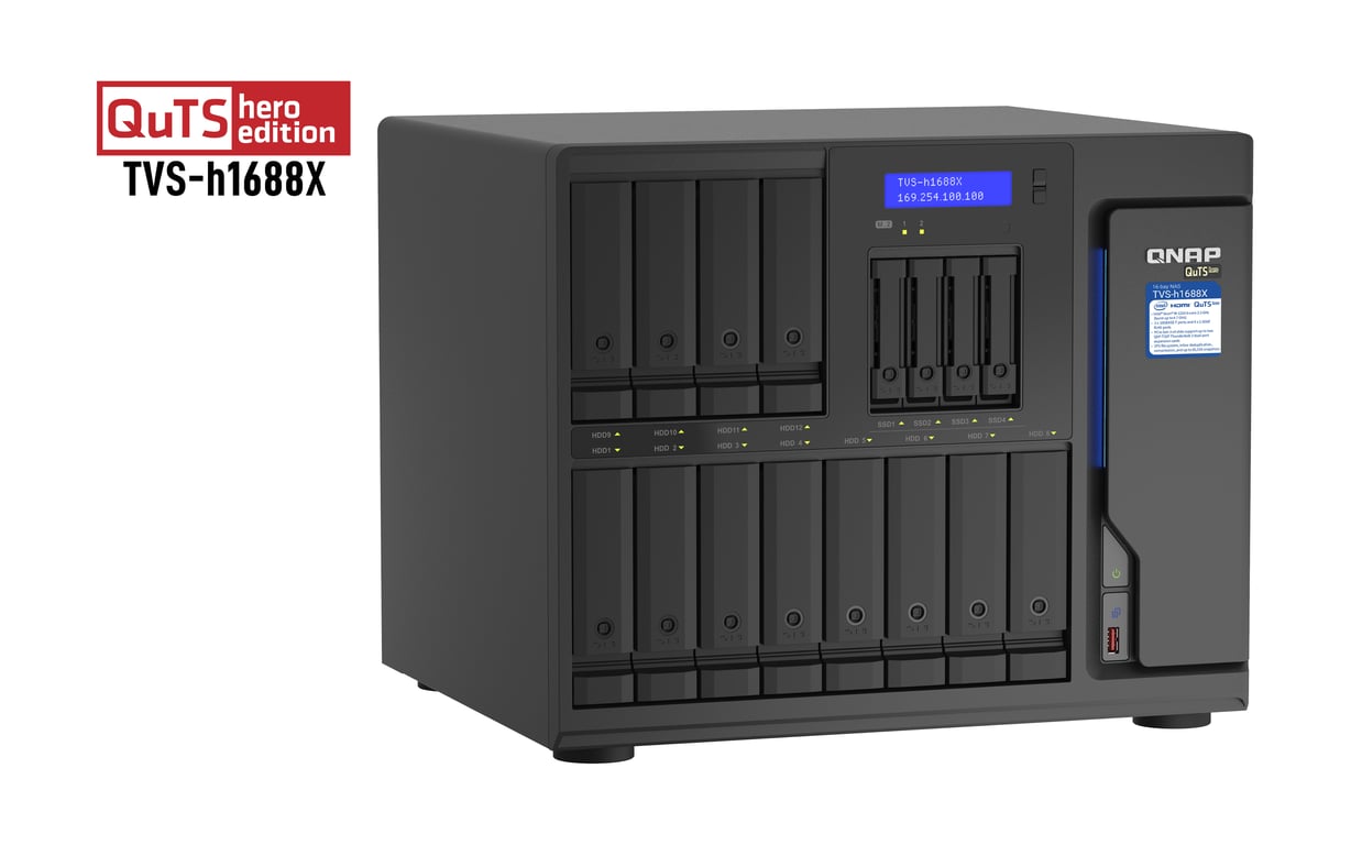 QNAP TVS h1688X NAS Tower Intel® Xeon® W 1250 DDR4 0 To QuTS hero Neuf - vue 3