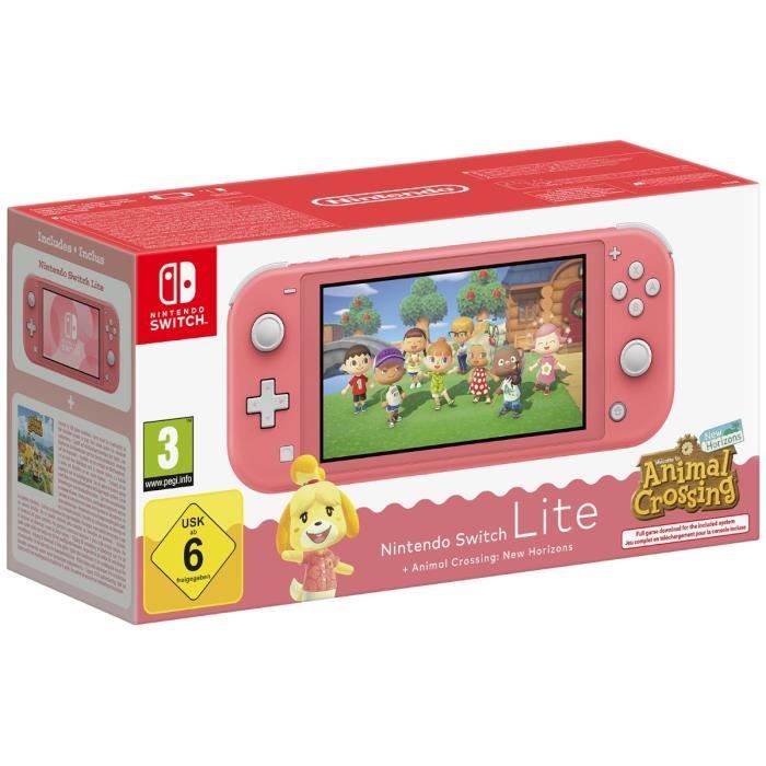 Nintendo Console Portable Switch Lite • Corail + Animal Crossing: New Horizons (Téléchargement) - Excellent État