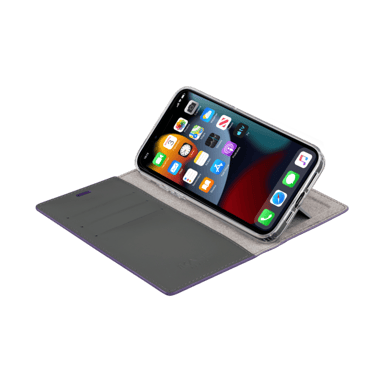 Diarycase 2.0 Funda de piel auténtica con soporte magnético para Apple iPhone 13, Violeta lila