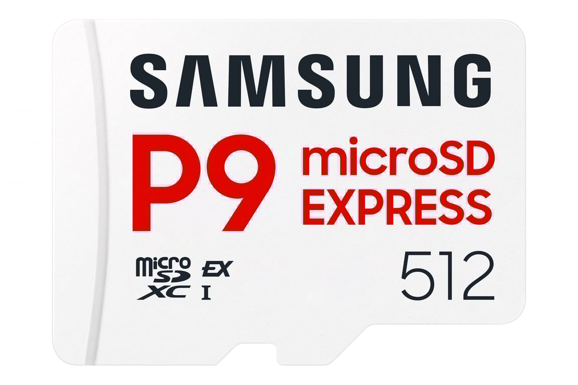 Carte mémoire Samsung Micro SDXC P9 express classe U3 V30 A1 PCIe Gen3.0x1 NVMe 1.3 Lecture SD Express 800 Mo/ UHS I 90 Mo/ 6 Prot intégré MB MK512TWW - vue 3