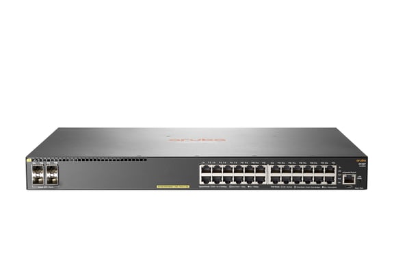 HPE Aruba Networking Aruba 2930F 24G PoE+ 4SFP+ Géré L3 Gigabit Ethernet (10/100/1000) Connexion Ethernet, supportant l'alimentation via ce port (PoE) 1U Gris