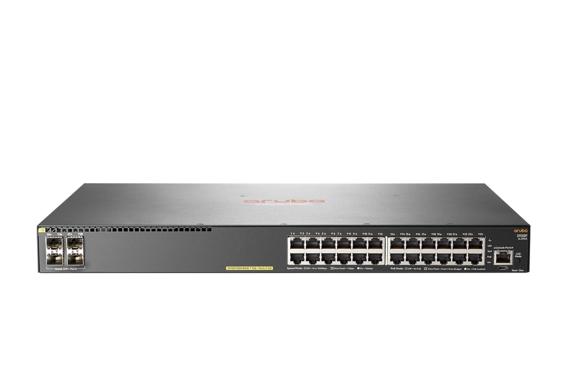 HPE Aruba Networking Aruba 24G PoE+ 4SFP+ Géré L3 Gigabit Ethernet 101001000 Connexion Ethernet supportant 'alimentation via ce port PoE 1U Neuf