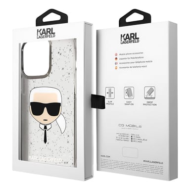 Coque pour Apple iPhone 13 Pro Translucide Pailletée Karl Noir
