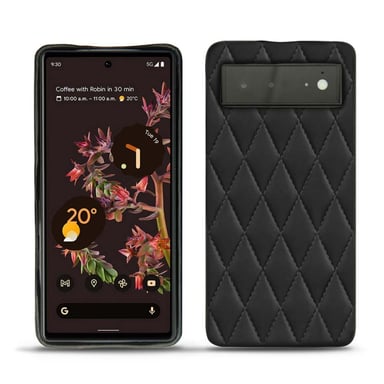 Coque cuir Google Pixel 6 -  - Noir - Cuir lisse couture