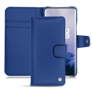 Housse cuir OnePlus 7 Pro - Rabat portefeuille - Bleu - Cuir lisse