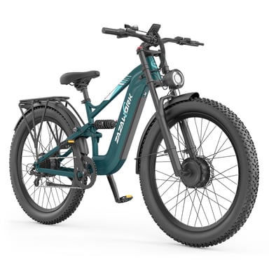 Bicicleta eléctrica todoterreno ZAZAWORK CF500 PRO, batería de 48 V y 20 Ah, suspensión completa - Verde
