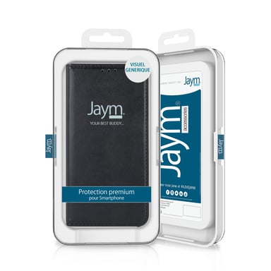 JAYM - Etui Folio Noir pour Samsung Galaxy A32 5G – Fermeture Magnetique – Fonction cinéma Stand – Rangement cartes inclus