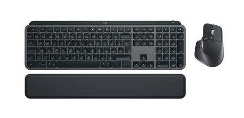 Logitech MX Keys S Combo teclado Ratón incluido RF Wireless + Bluetooth AZERTY Belga Grafito