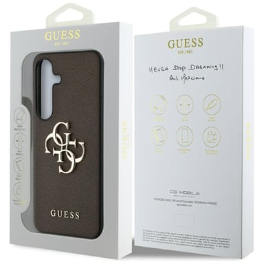 Étui Guess Grained Big 4G Logo Small Classic Logo pour Samsung Galaxy S25+ marron