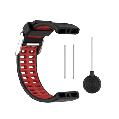 Bracelet de montre en silicone pour montre connectée GPS Polar V800 Black+Red - Neuf