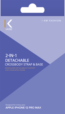 Bandouliére détachable et support 2-en-1 pour Apple iPhone 12 Pro Max, Violet Lilas