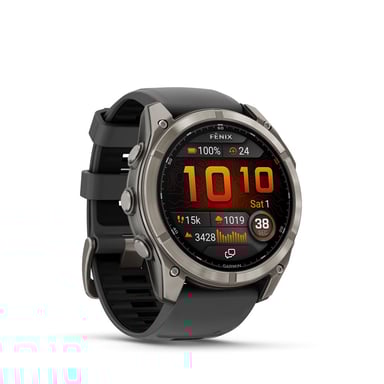 Fenix 8 Pro - Montre connectée 51 mm, GPS intégré en 
Titanium et Silicone - Noir