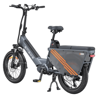 Bicicleta eléctrica de carga ENGWE LE20 de 250 W con sensor de par y transmisión central, 20'', con batería de 48 V y 19,2 Ah-Gris