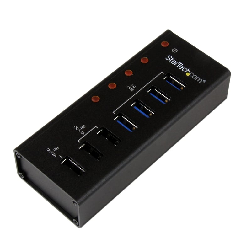 StarTech.com Hub USB 3.0 5Gbps Alimenté de 4 ports avec Station de Recharge de 3 ports USB 2 x 1 x Fixation Murale Neuf