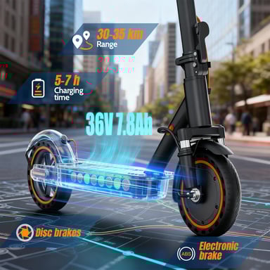 Trottinette électrique adulte TODIMART T6S, suspension à ressorts, contrôle via application, pneus pleins 8,5 pouces