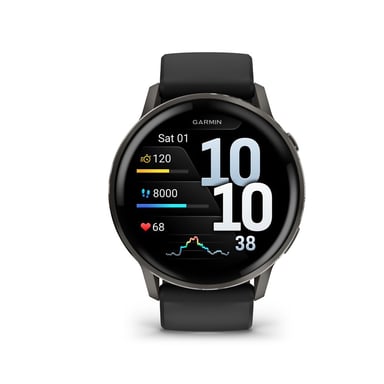 Venu 4 - Smartwatch da 45 mm, GPS integrato in acciaio e silicone - Nero