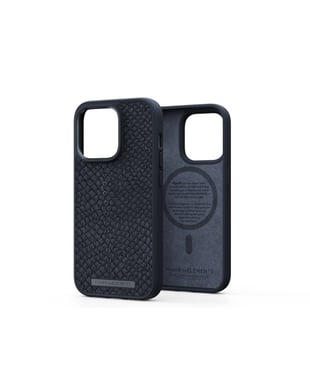 Coque Njord byELEMENTS Salmon Leather pour Apple iPhone 14 Pro - Noir