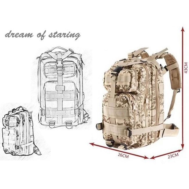 Sac à Dos Tactique Militaire Unisexe Randonnée Imperméable Camouflage Beige YONIS