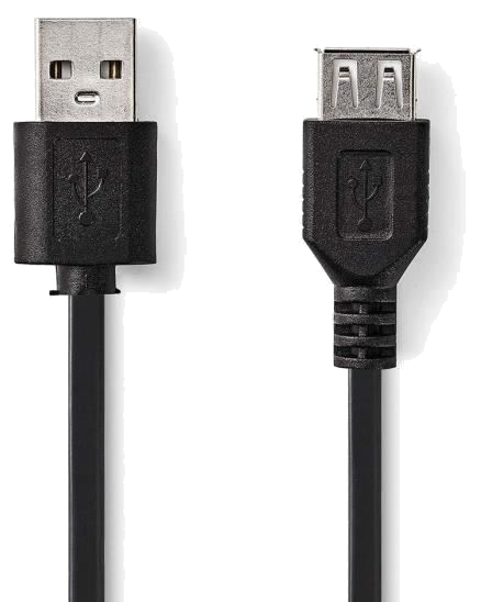 NEDIS USB 2.0 Cable - A Male - A Female - 2.0 m - Noir