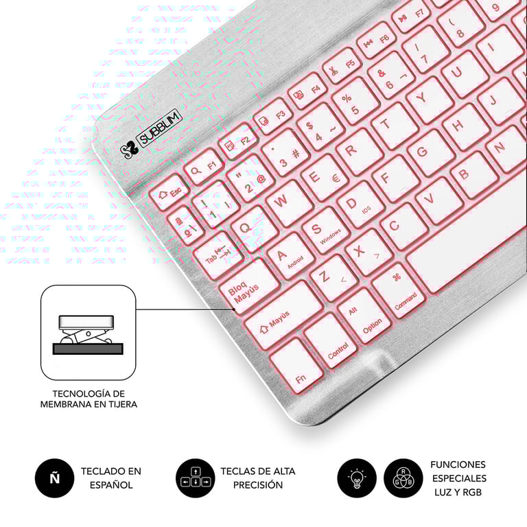 SUBBLIM TECLADO SMART BACKLIT BLUETOOTH QWERTY Espagnole Neuf - vue 5